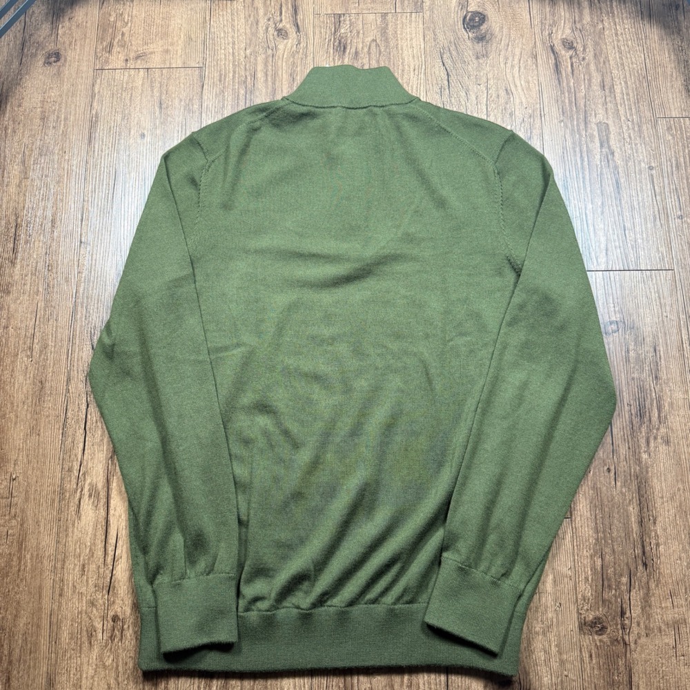 Mizzen Main Preston Quarter Zip Sweater Mens L Dark Green Merino Wool Preppy NWT - Picture 10 of 11